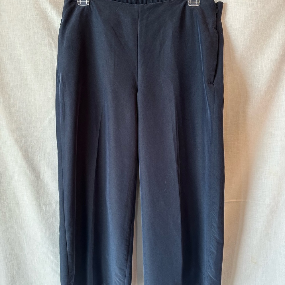JJill wide leg crop pants, navy, sz S Petite